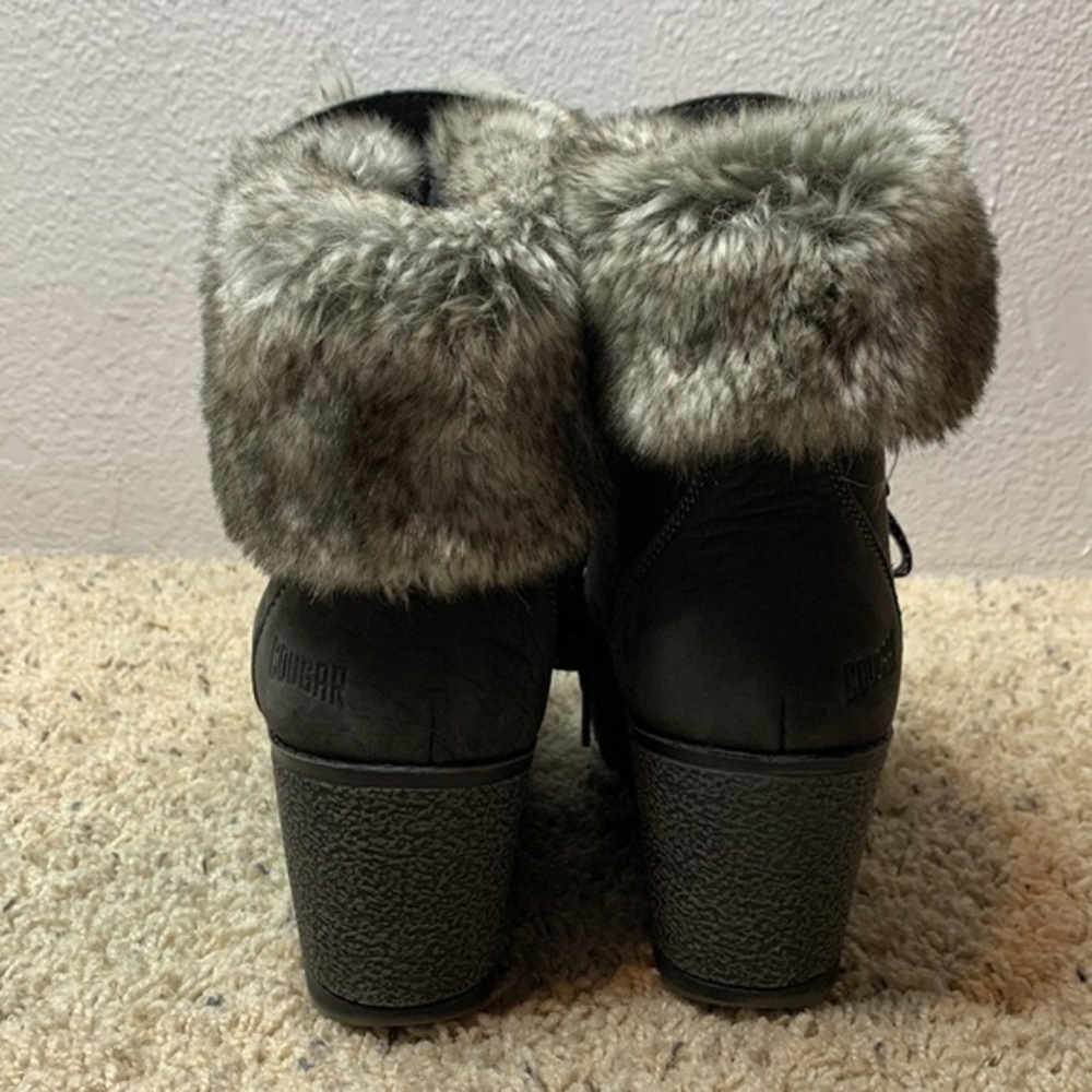 COUGAR Waterproof Penny Faux Fur-Trim Nubuck Winter Wedge Ankle Boots Pewter Sz7 - Picture 5 of 12